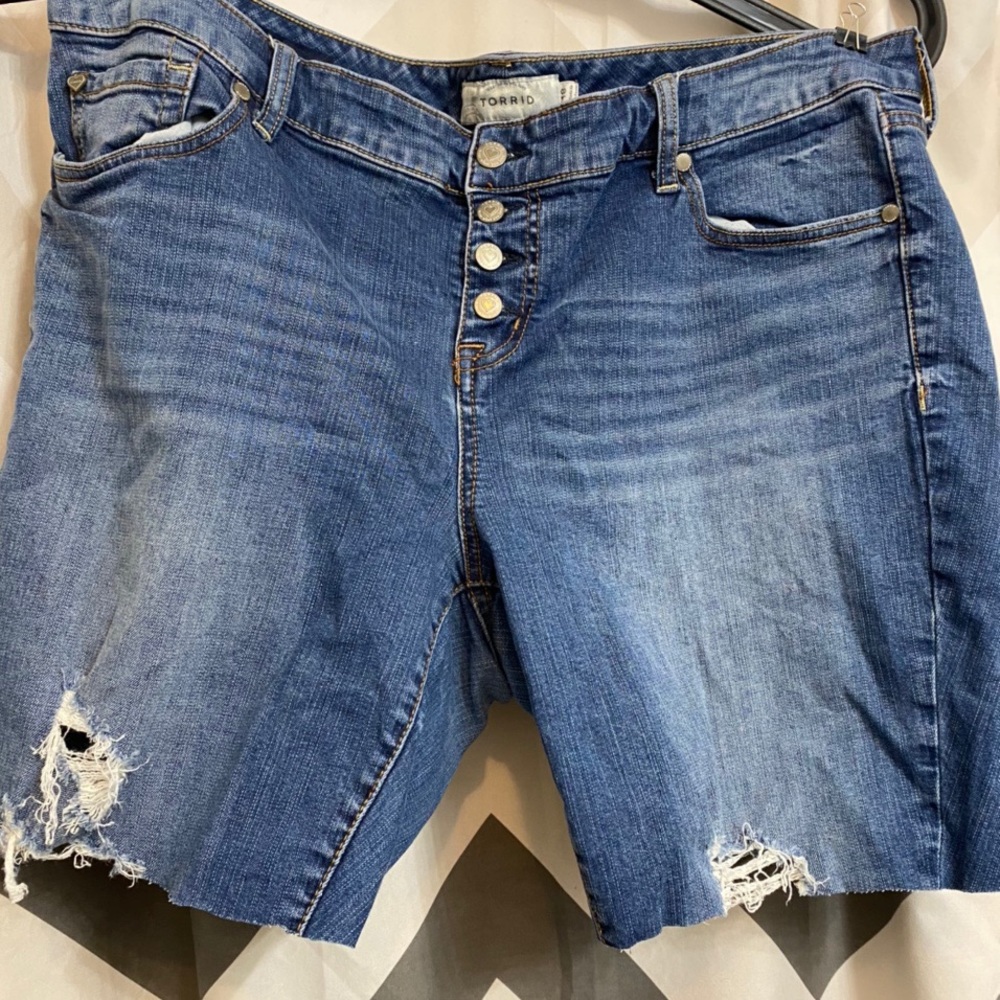 Torrid high waisted ripped custom cut off shorts